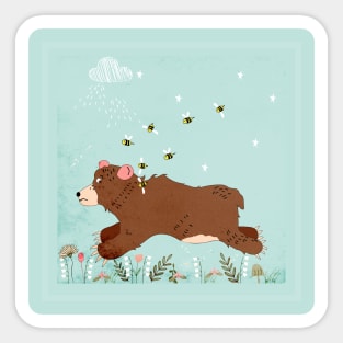 Bear Riled Up The Bees Sticker